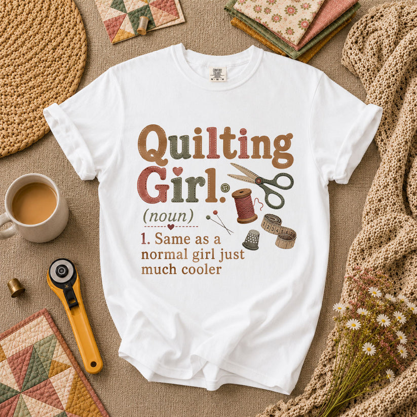 Quilting Girl Definition T-Shirt - White