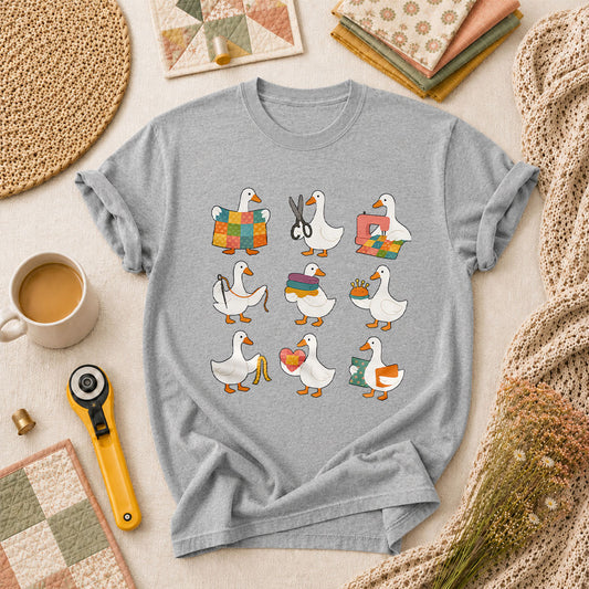 Quilting Goose Squad Trio T-Shirt - Athletic Heather