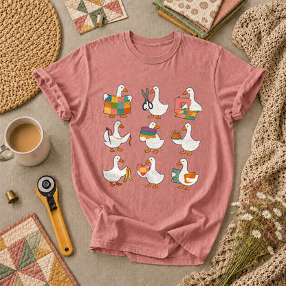 Quilting Goose Squad Trio T-Shirt - Heather Mauve