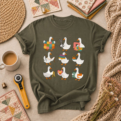 Quilting Goose Squad Trio T-Shirt - Military Green