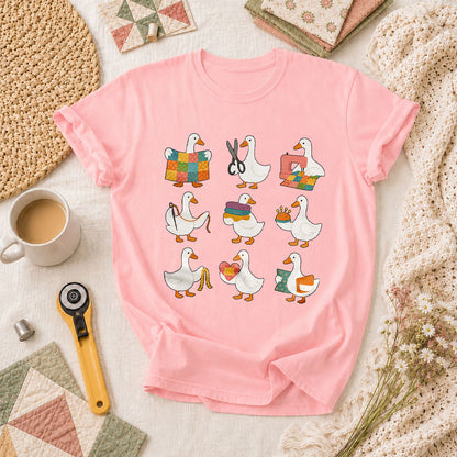 Quilting Goose Squad Trio T-Shirt - Pink