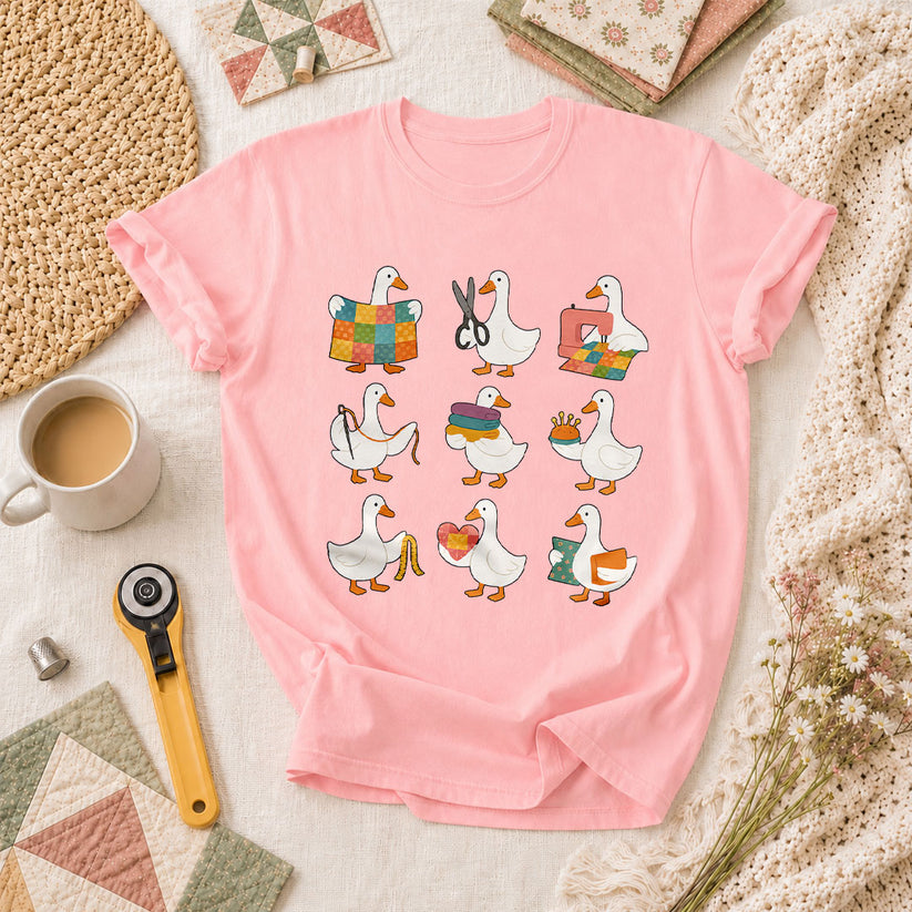 Quilting Goose Squad Trio T-Shirt - Pink