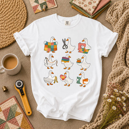 Quilting Goose Squad Trio T-Shirt - White