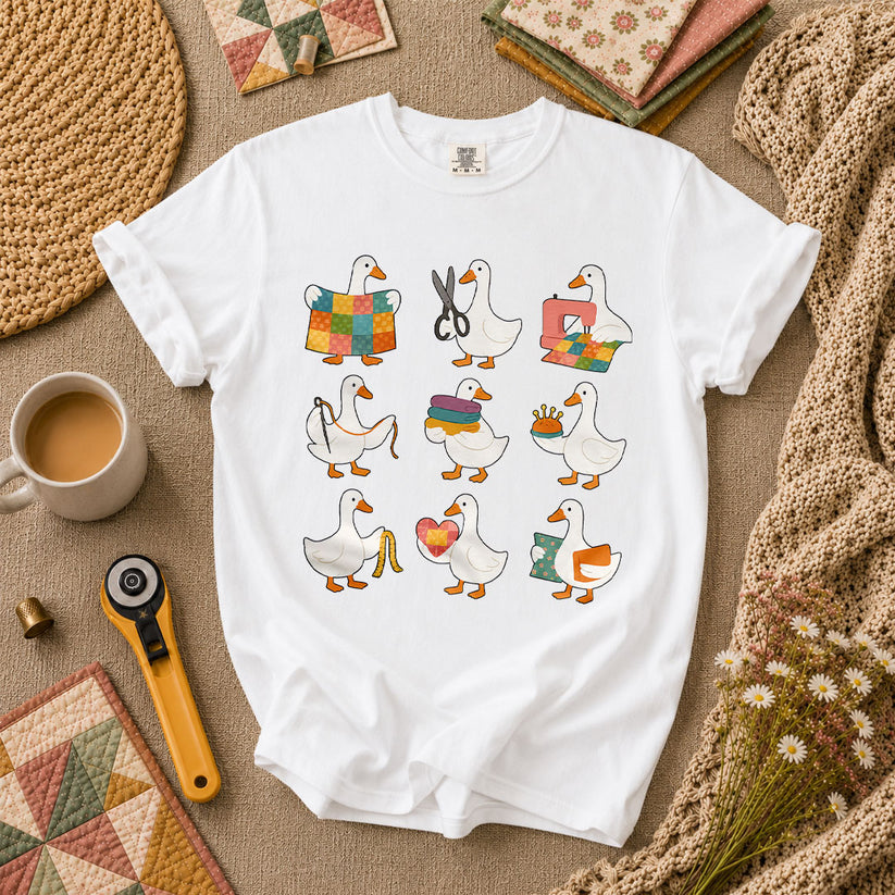 Quilting Goose Squad Trio T-Shirt - White