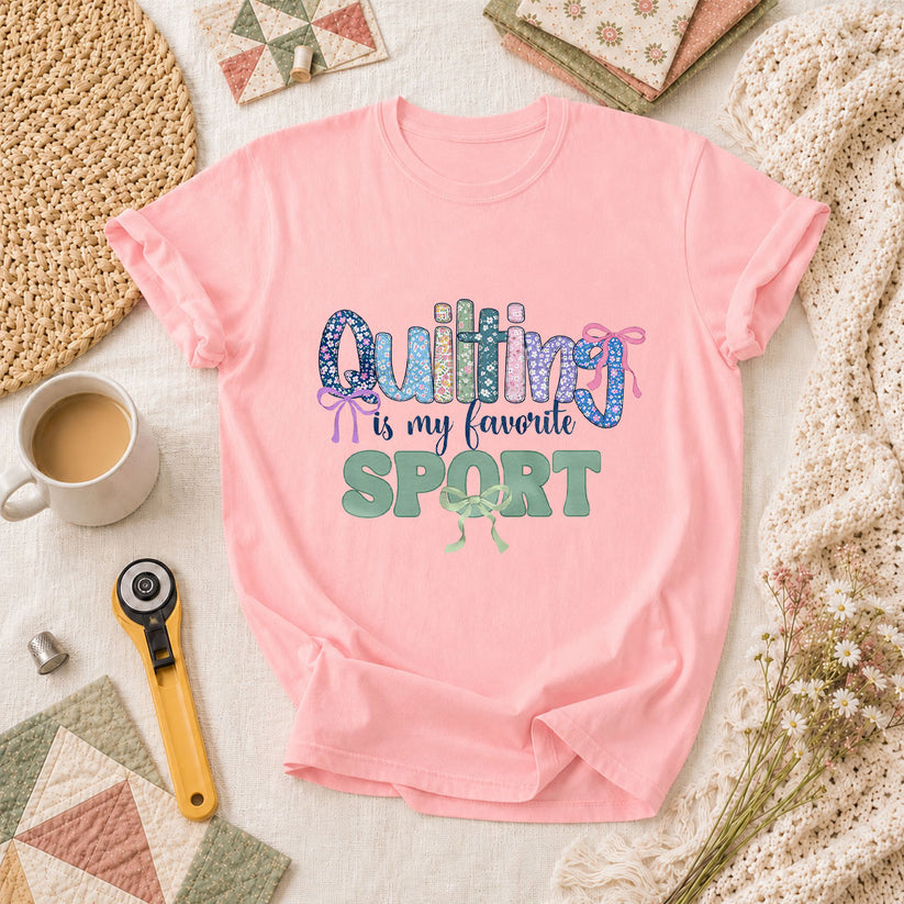 Quilting Is My Favorite Sport T-Shirt - Pink