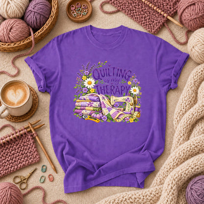Quilting Is My Therapy Lavender T-Shirt - Purple