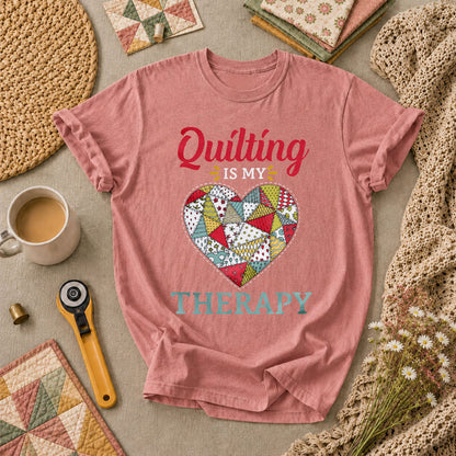 Quilting Is My Therapy T-Shirt - Heather Mauve