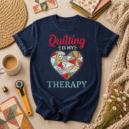 Quilting Is My Therapy T-Shirt - Navy