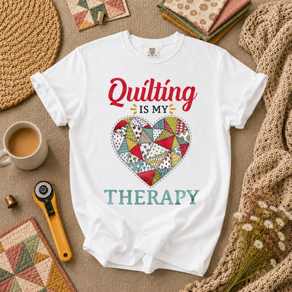 Quilting Is My Therapy T-Shirt - White