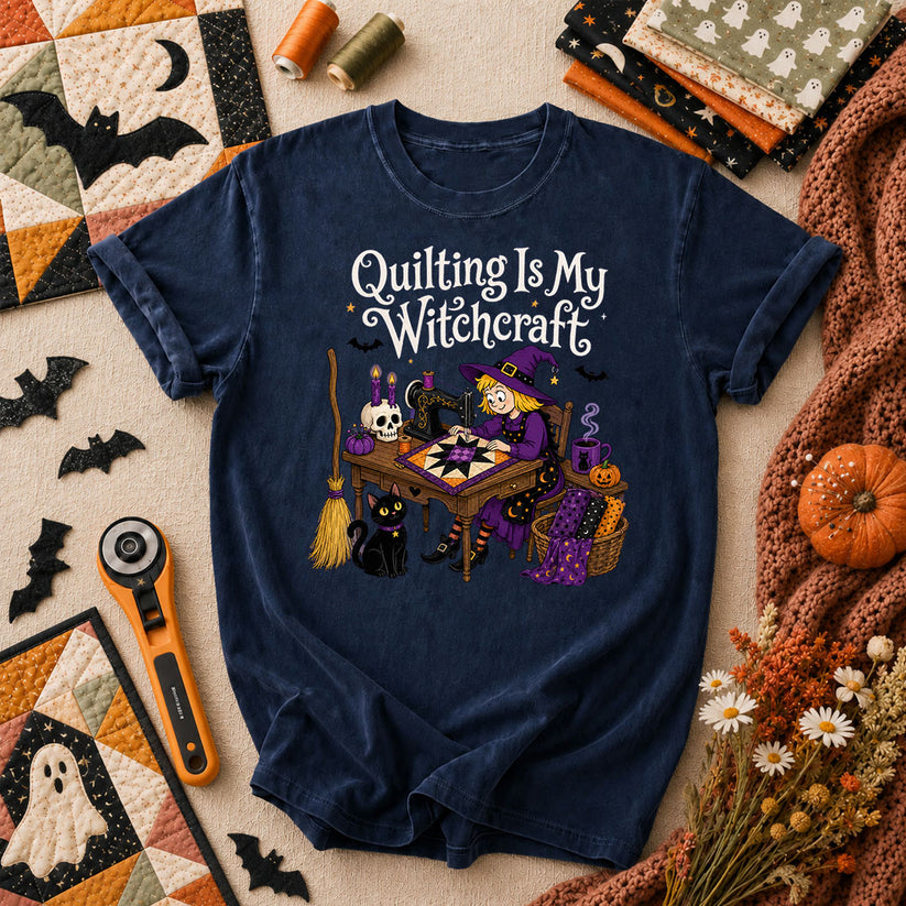 Quilting Is My Witchcraft Halloween T-Shirt - Navy