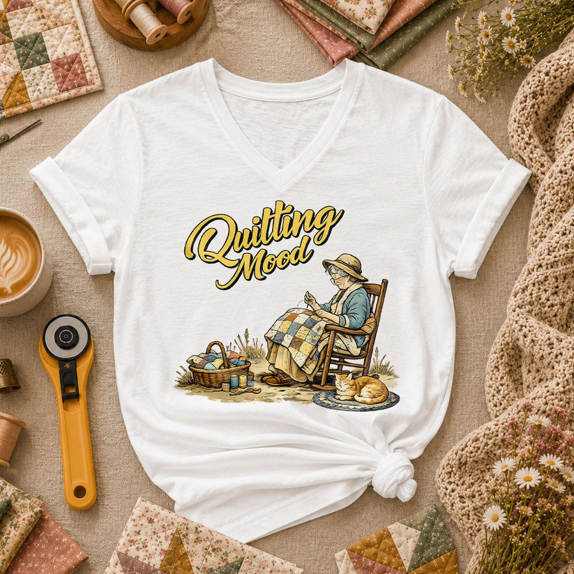 Quilting Mood Grandma Women's V-Neck - White