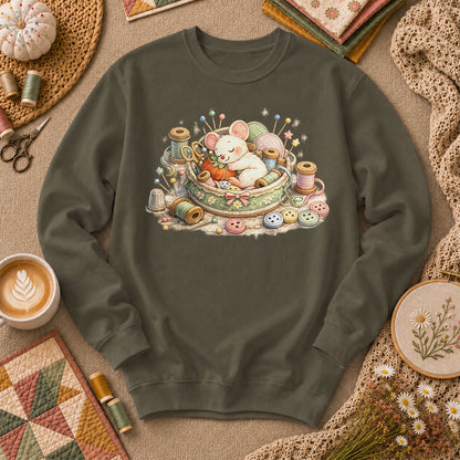 Quilting Mouse Long Sleeve - Military Green