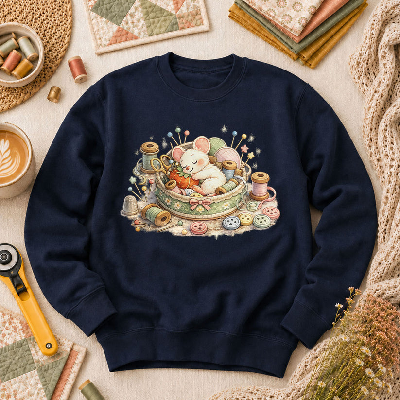 Quilting Mouse Long Sleeve - Navy