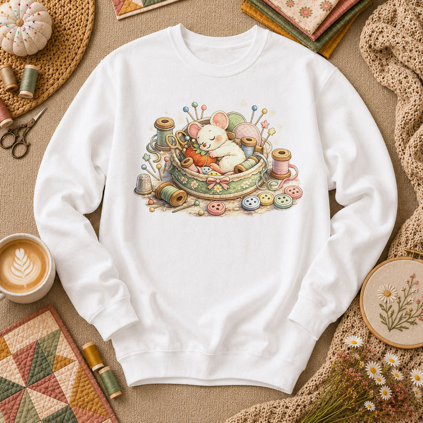 Quilting Mouse Long Sleeve - White