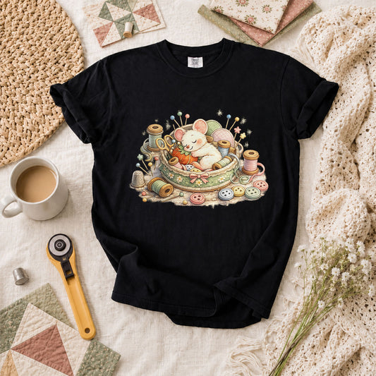 Quilting Mouse T-Shirt - Black
