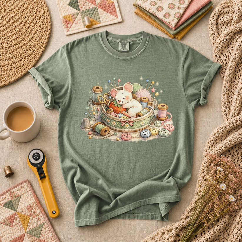 Quilting Mouse T-Shirt - Forest
