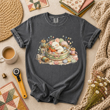 Quilting Mouse T-Shirt - Grey
