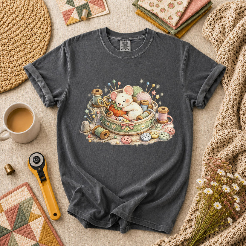 Quilting Mouse T-Shirt - Grey