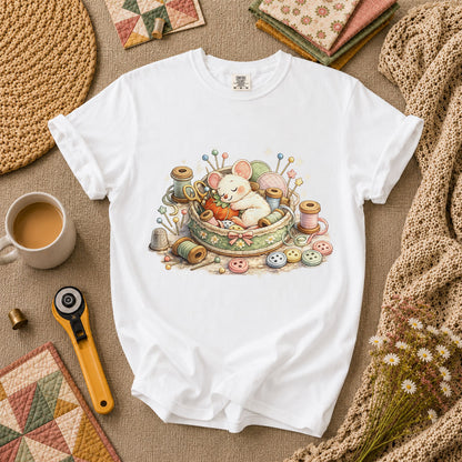 Quilting Mouse T-Shirt - White