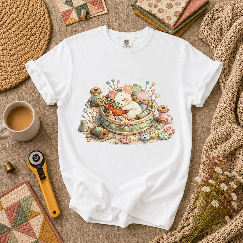 Quilting Mouse T-Shirt - White