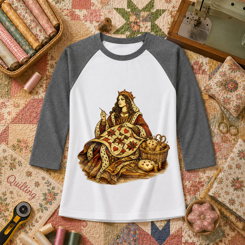 Quilting Queen Vintage Raglan Sleeve - Deep Heather