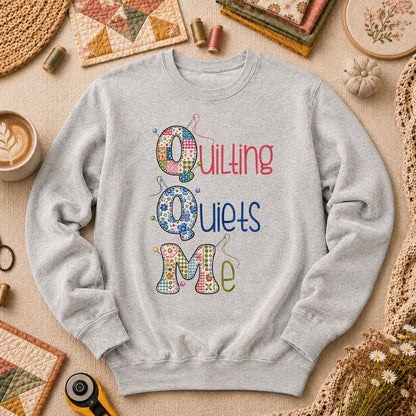 Quilting Quiets Me Long Sleeve - Sport Grey