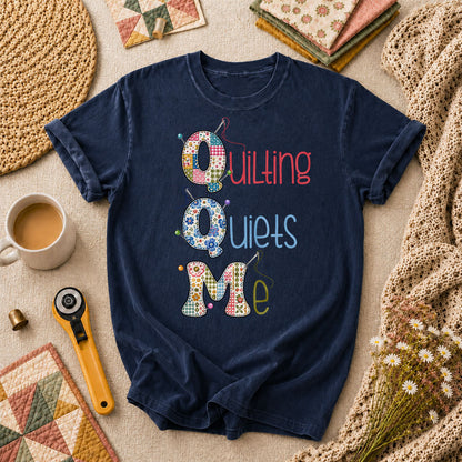 Quilting Quiets Me T-Shirt - Navy