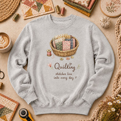 Quilting Stitches Love Into Every Day Long Sleeve - Sport Grey