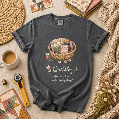 Quilting Stitches Love Into Every Day T-Shirt - Grey