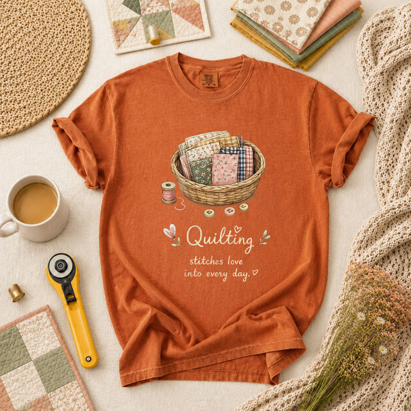 Quilting Stitches Love Into Every Day T-Shirt - Yam