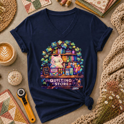 Quilting Store Women's V-Neck - Navy