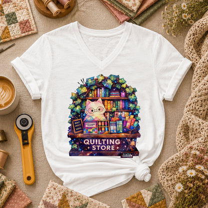 Quilting Store Women's V-Neck - White