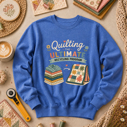 Quilting The Ultimate Recycling Program Long Sleeve - Heather True Royal