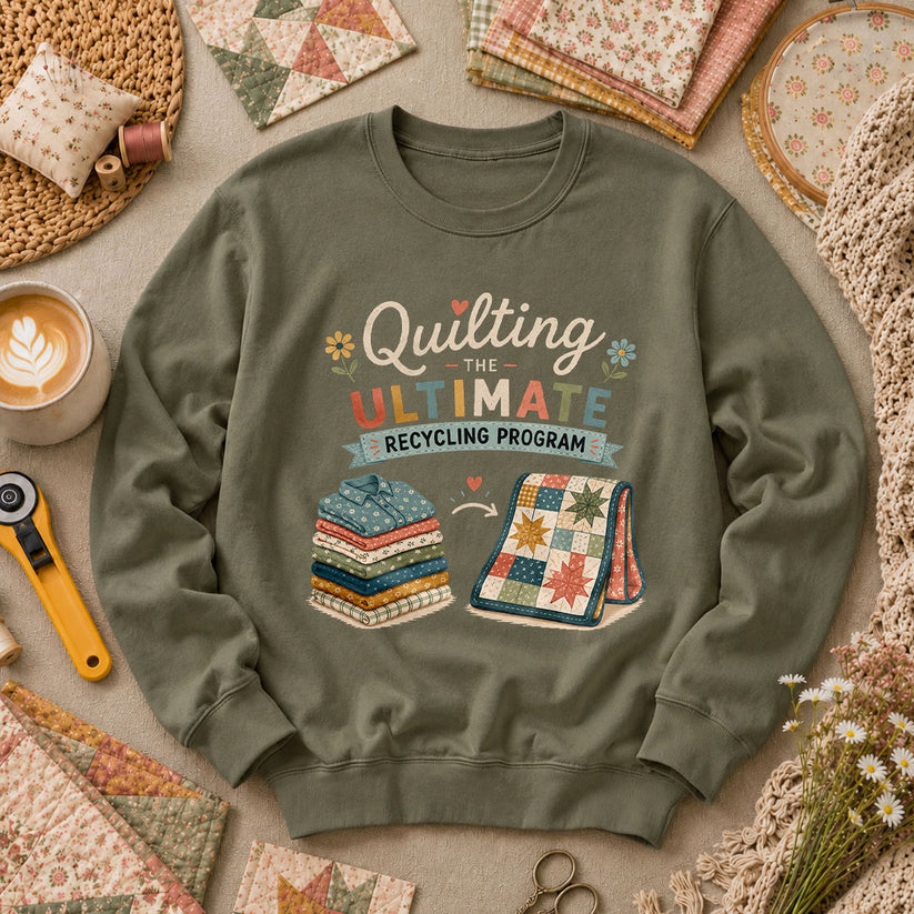 Quilting The Ultimate Recycling Program Long Sleeve - Military Green