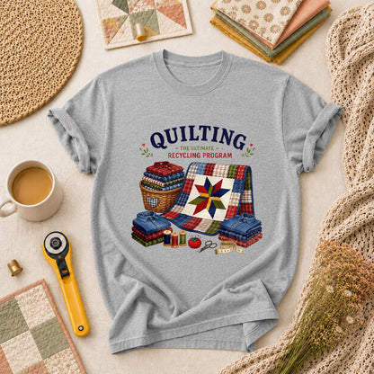 Quilting The Ultimate Recycling Program Quilt Star T-Shirt - Athletic Heather