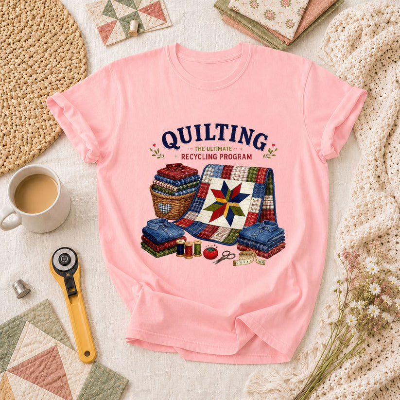 Quilting The Ultimate Recycling Program Quilt Star T-Shirt - Pink