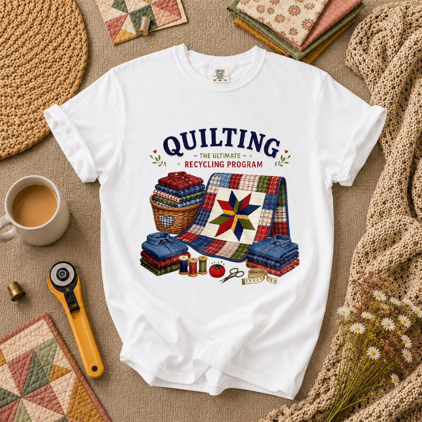 Quilting The Ultimate Recycling Program Quilt Star T-Shirt - White