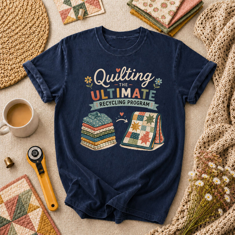 Quilting The Ultimate Recycling Program T-Shirt - Navy