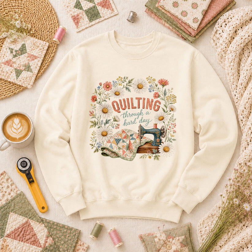 Quilting Through A Hard Day Long Sleeve - Natural
