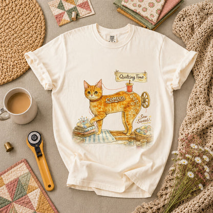 Quilting Time Sew Sweet Cat Machine T-Shirt - Ivory