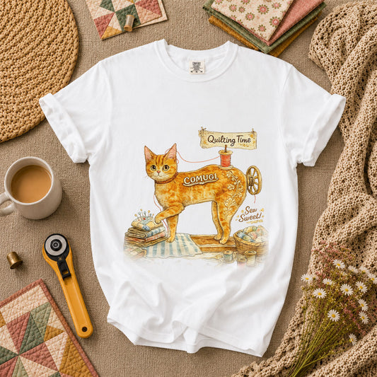 Quilting Time Sew Sweet Cat Machine T-Shirt - White