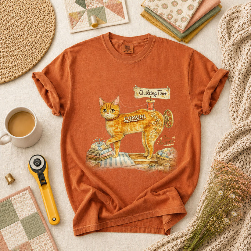 Quilting Time Sew Sweet Cat Machine T-Shirt - Yam