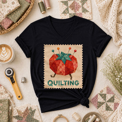 Quilting Tomato Women's V-Neck - Black