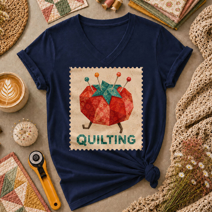 Quilting Tomato Women's V-Neck - Navy