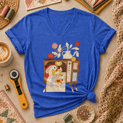 Quilting TV Women's V-Neck - Heather True Royal