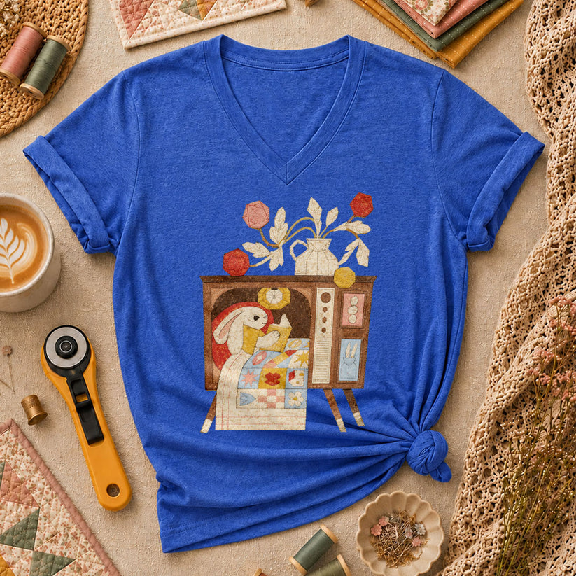 Quilting TV Women's V-Neck - Heather True Royal