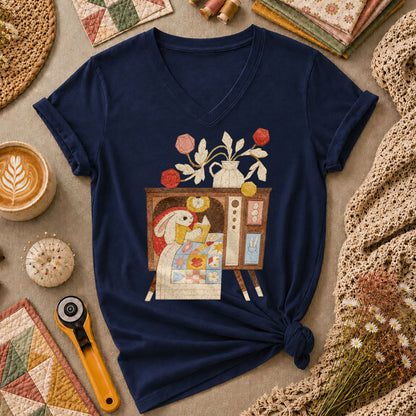 Quilting TV Women's V-Neck - Navy
