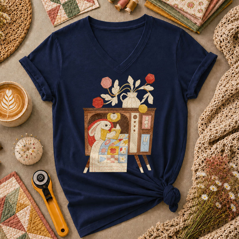 Quilting TV Women's V-Neck - Navy