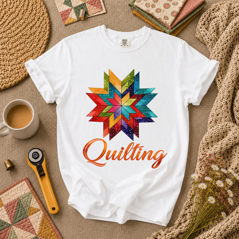 Quilting Typography Vintage T-Shirt - White