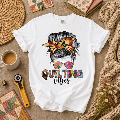 Quilting Vibes Typography T-Shirt - White